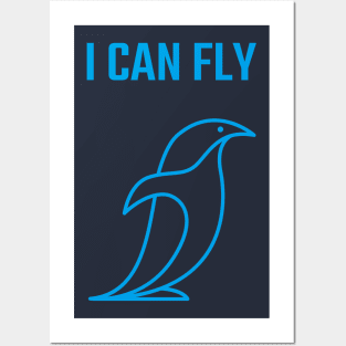 I Can Fly - Penguin illustration Posters and Art